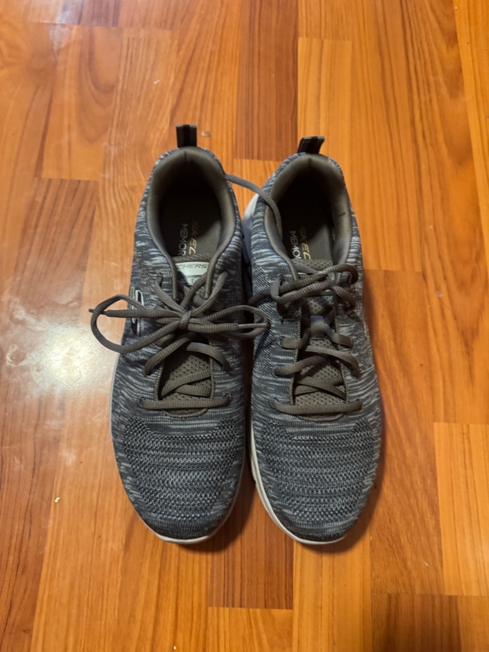 Skechers Men's Gray Knit Lace-Up Sneakers